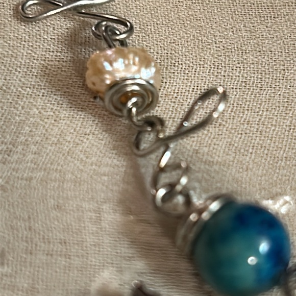 Silver Wire Wrapped Turquoise Stones w Nature charms - Picture 10 of 10